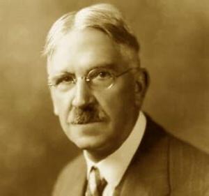 A portrait of John Dewey, a signer of A Humanist Manifesto, is credited as architect of modern education in America Christian Education vs Public School